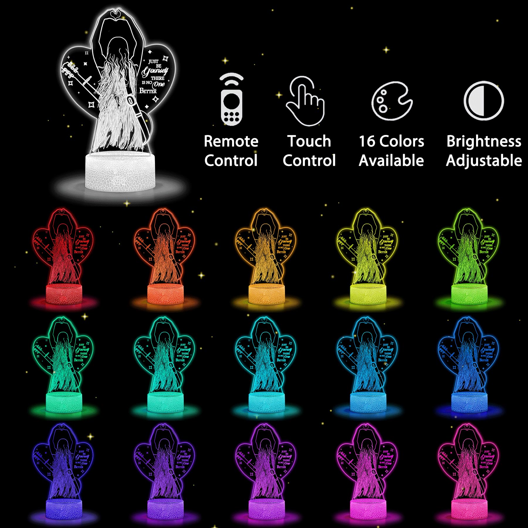 Luce notturna per ragazze, regalo di compleanno per donne, amici, adolescenti, luce notturna 3D con 16 colori, luce notturna dimmerabile con telecomando, regalo per San Valentino, regalo per la stanza
