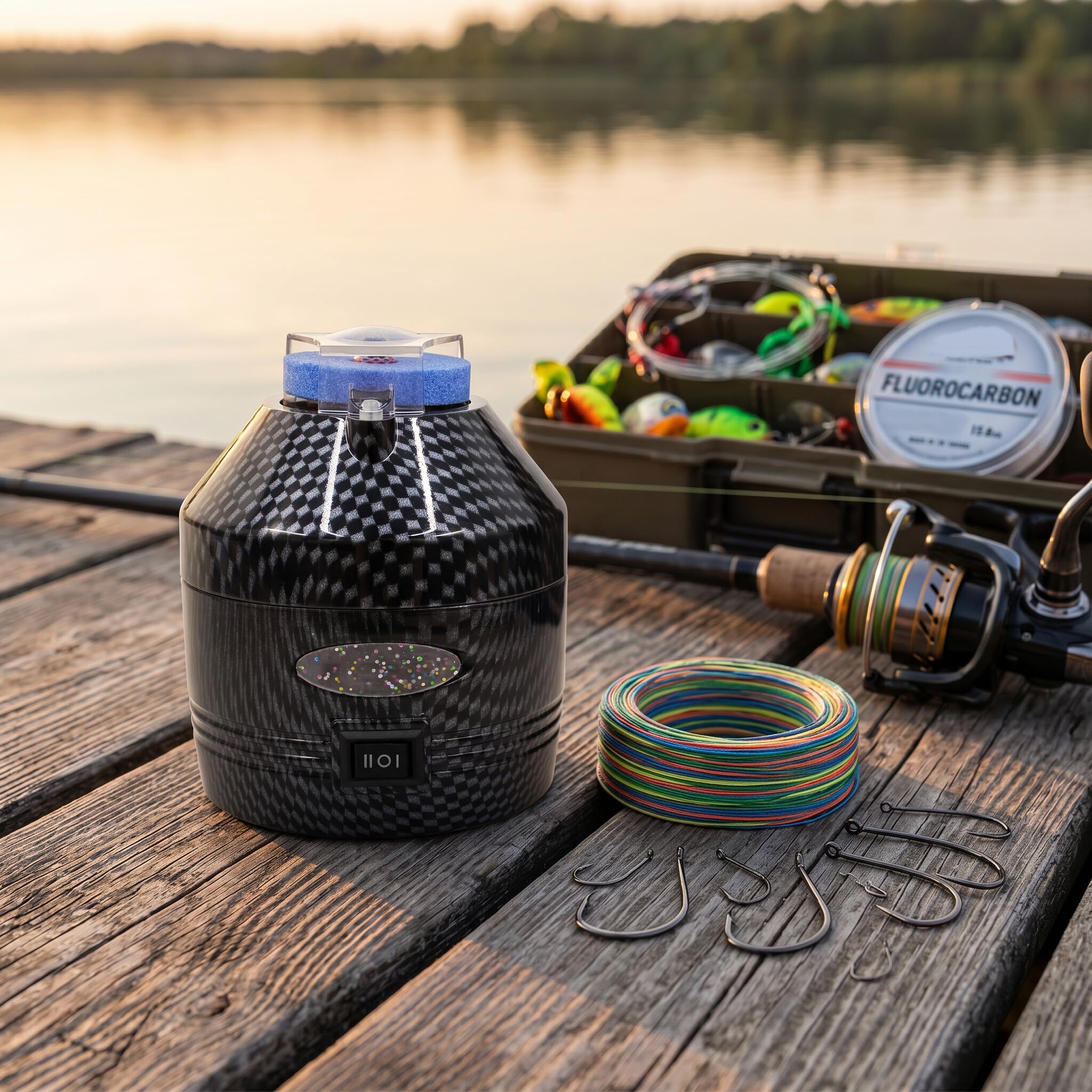 Wakects Affilatore di Ami Elettrico Ricaricabile USB, Accessorio per Attrezzatura da Pesca, 2 modalità di Rotazione