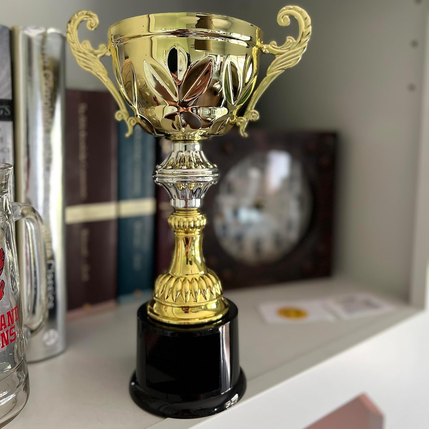 Gold Trophy Cup with Custom Engraved Plate Included to Customize for Sports Championships, Tournaments, Award Competitions, Spelling Bee (5 Sizes) - Trophy Award (Giant 14.50")