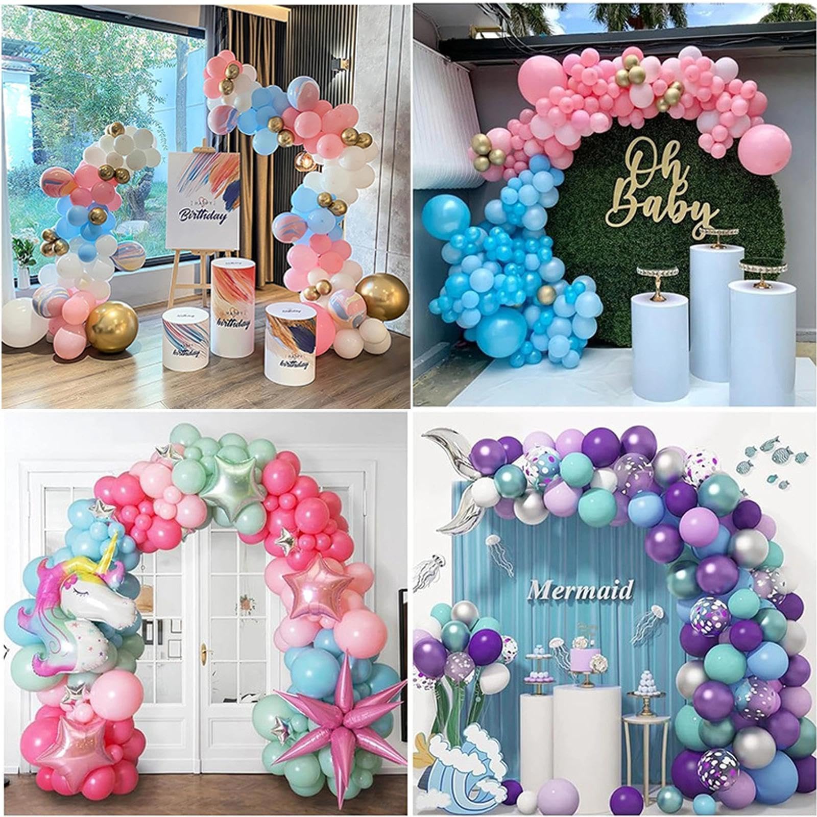 Ballonbogen-Set, 2,5 m + 1,5 m biegbarer Halbbogenständer mit Basis, goldener Ballonbogenständer für Hochzeit, Junggesellinnenabschied, Geburtstag, Babyparty, Garten-Fotohintergrund