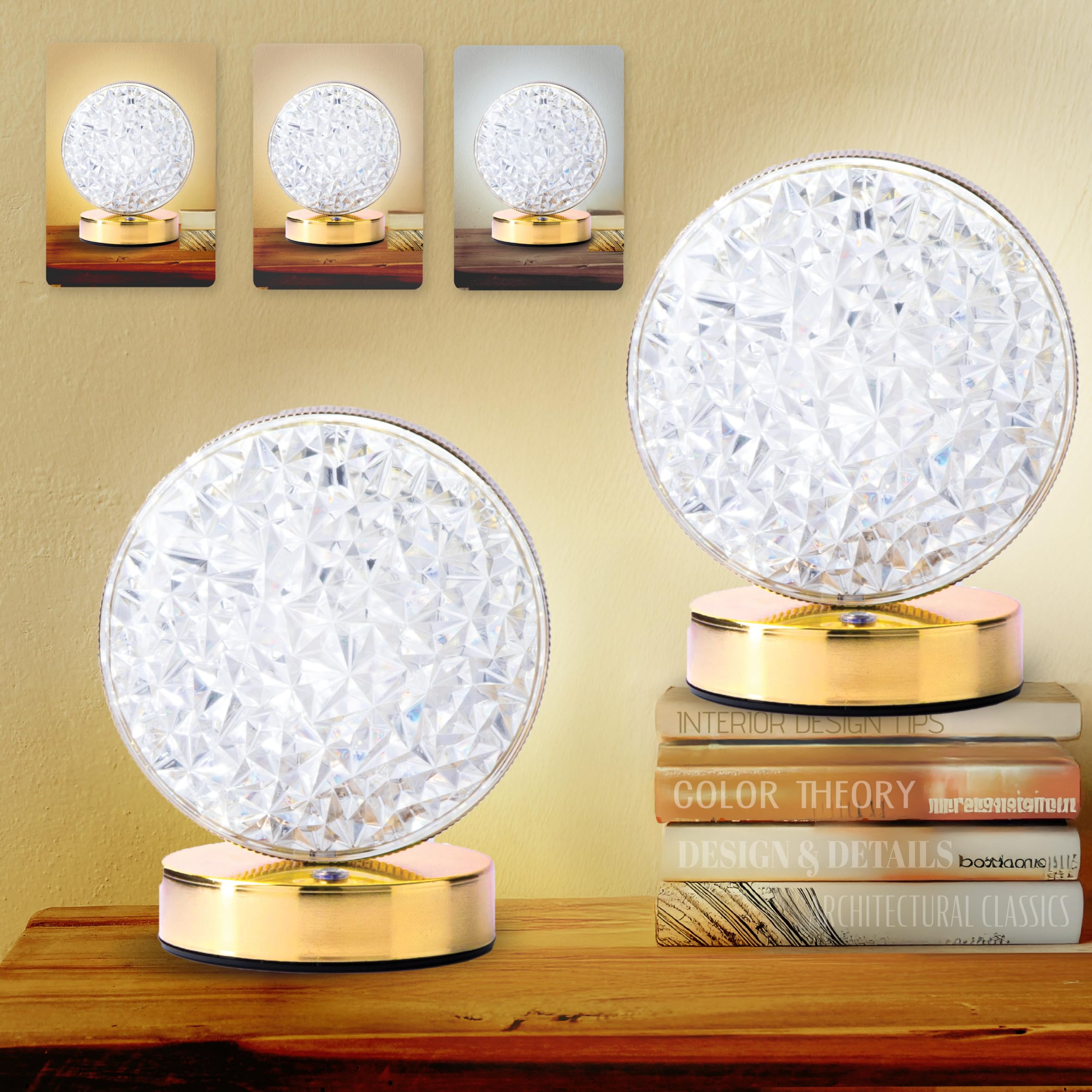 Bell+Howell 2 Pk Elegant Cordless Table Lamp, LED Wireless Lamp 
