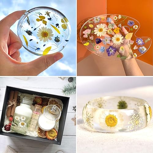 Vista 85 de Augshy 141 flores secas prensadas para resina, flores secas naturales reales prensadas para manualidades, moldes de resina, álbumes de recortes, 5