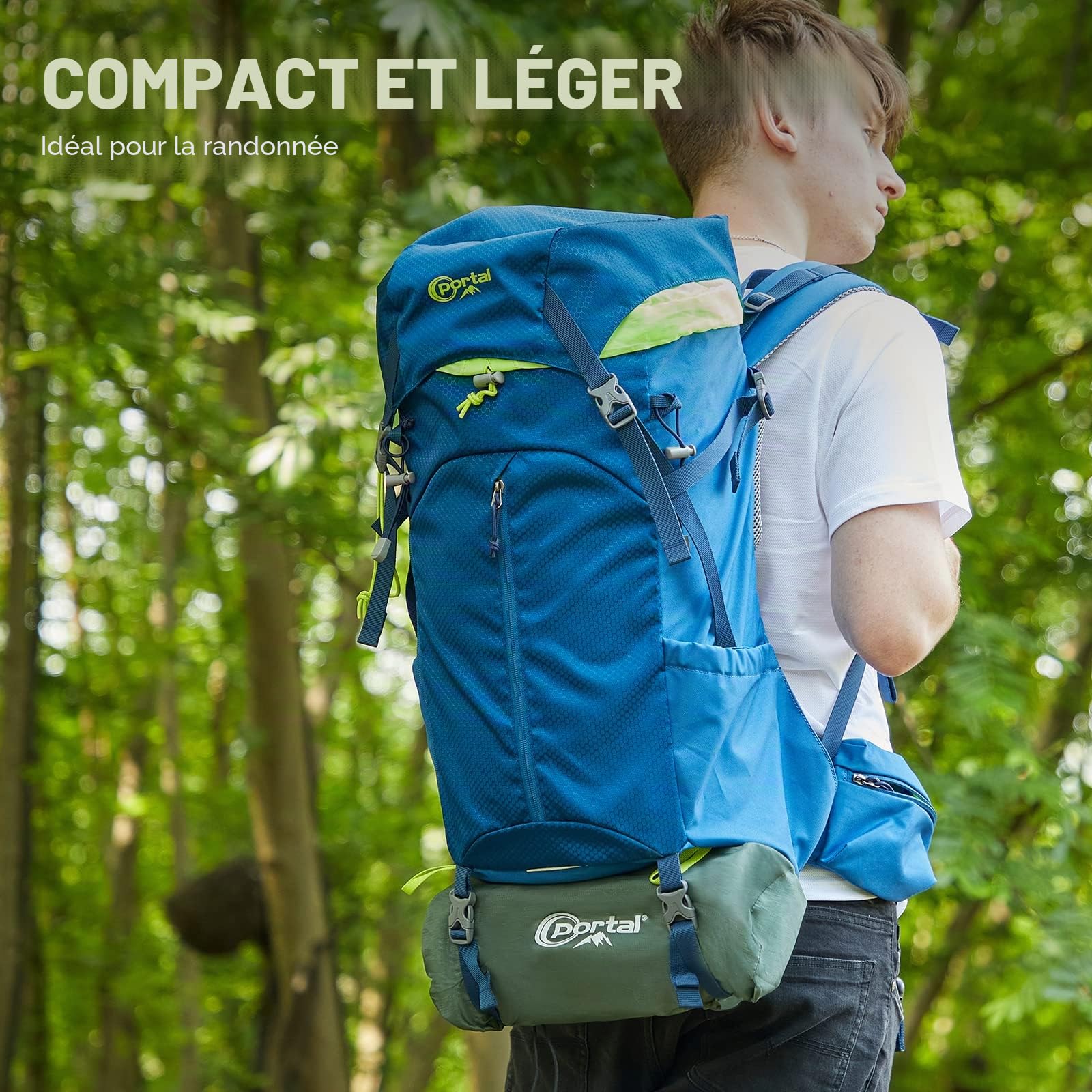 Portal Matelas de camping simple de 10 cm d'épaisseur avec pompe à pied, tapis de camping gonflable, matelas de tente gonflable, lit gonflable de camping pour adultes, tapis roulant, sac à dos