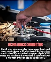 Vista 6 de YAKEFLY AC R134A Adaptador de Conector R134a Conector rápido de 1/4 de pulgada con juego de manómetro, adaptadores de acoplador rápido ajustables