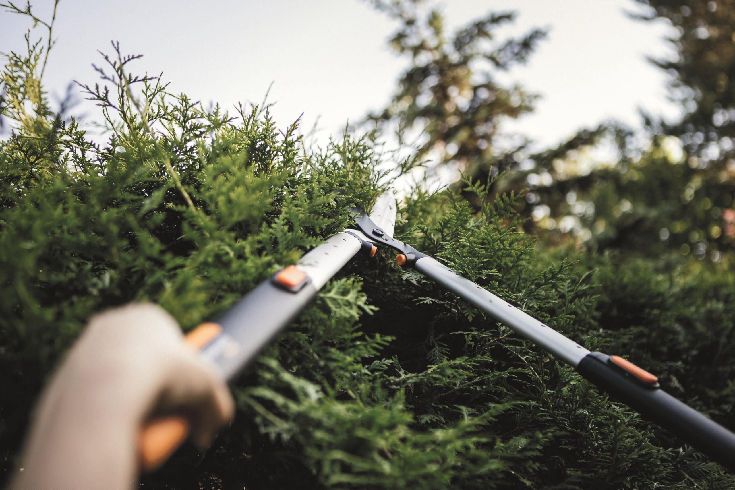 Fiskars SmartFit HS86 Cesoie telescopiche per siepi 68-93 cm Lama acciaio rivestimento antiaderente Nero Arancione