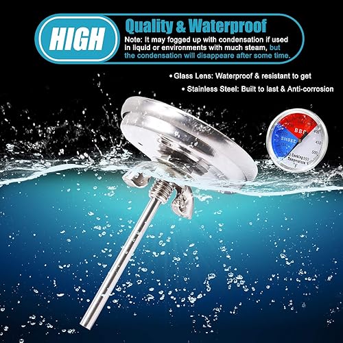 Miniatura 6 de Criditpid Termómetro de barbacoa de 2 pulgadas, medidor de temperatura, termómetro para parrilla de carbón, ahumador, cocina de carne, termómetro