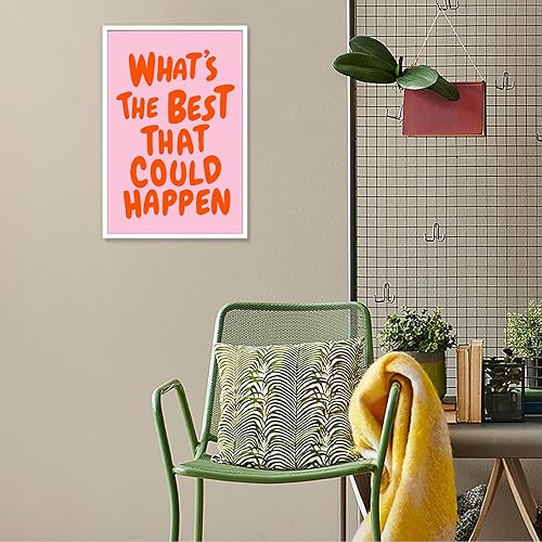 Miniatura 4 de What'S The Best That Could Happen - Lienzo decorativo para pared, estilo retro, estilo universitario, póster motivacional, rosa y naranja,