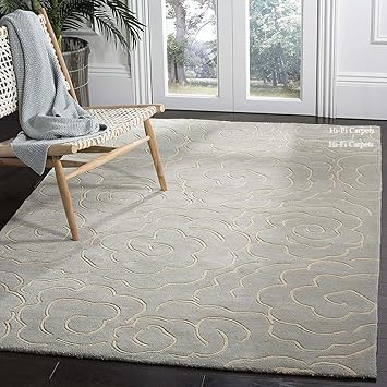 Hi-Fi Carpets Handmade Lutina Export Quality Tuffted Pure Woollen Thick Geometrical Carpet for Living Room Bedroom Size 4 x 6 feet (120X180 Cm
