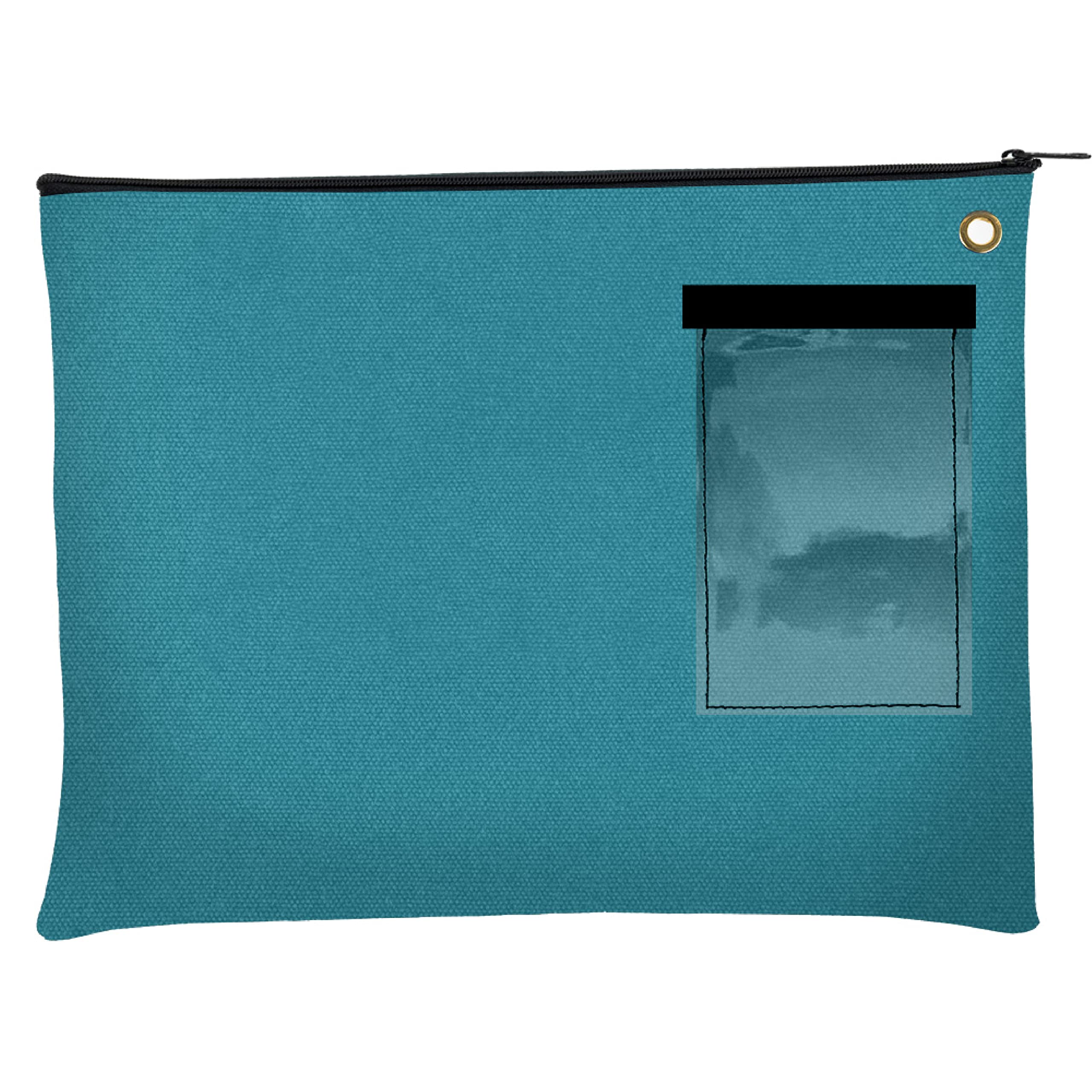 BankSupplies Canvas Interoffice Mailer, 14 oz. - 14W x 11H - Teal - Transit Bag - Large Zipper Bag with Grommet - Use with Padlock or Zip Tie for Security - Interoffice Mail Bag