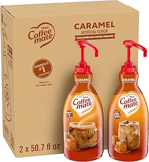 Coffee Creamer, Caramel, Concentrated Liquid Pump Bottle, Non Dairy, No Refrigeration, 50.7 Fl. Oz (Pack of 2)