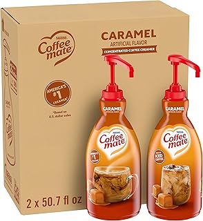 Coffee Creamer, Caramel, Concentrated Liquid Pump Bottle, Non Dairy, No Refrigeration, 50.7 Fl. Oz (Pack of 2)
