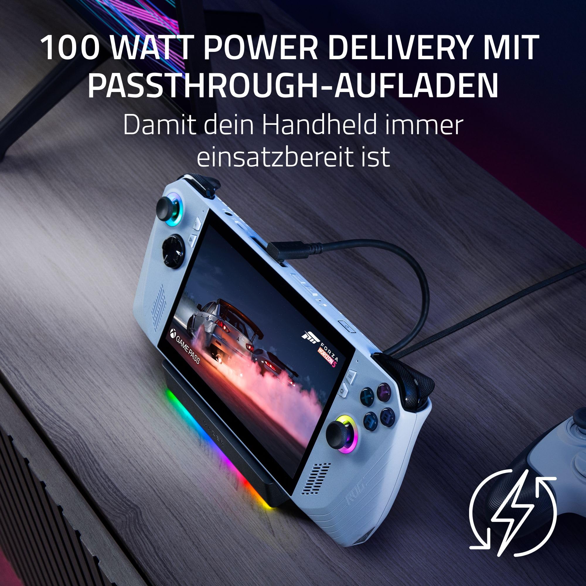 Razer Handheld Dock Chroma - 6-Port HDMI Charging Hub für Mobile Gaming- oder Tablet-Geräte (3X USB A, 1x HMDI, 1 USB-C 100W Passthrough Charging, 1x GbE) Schwarz