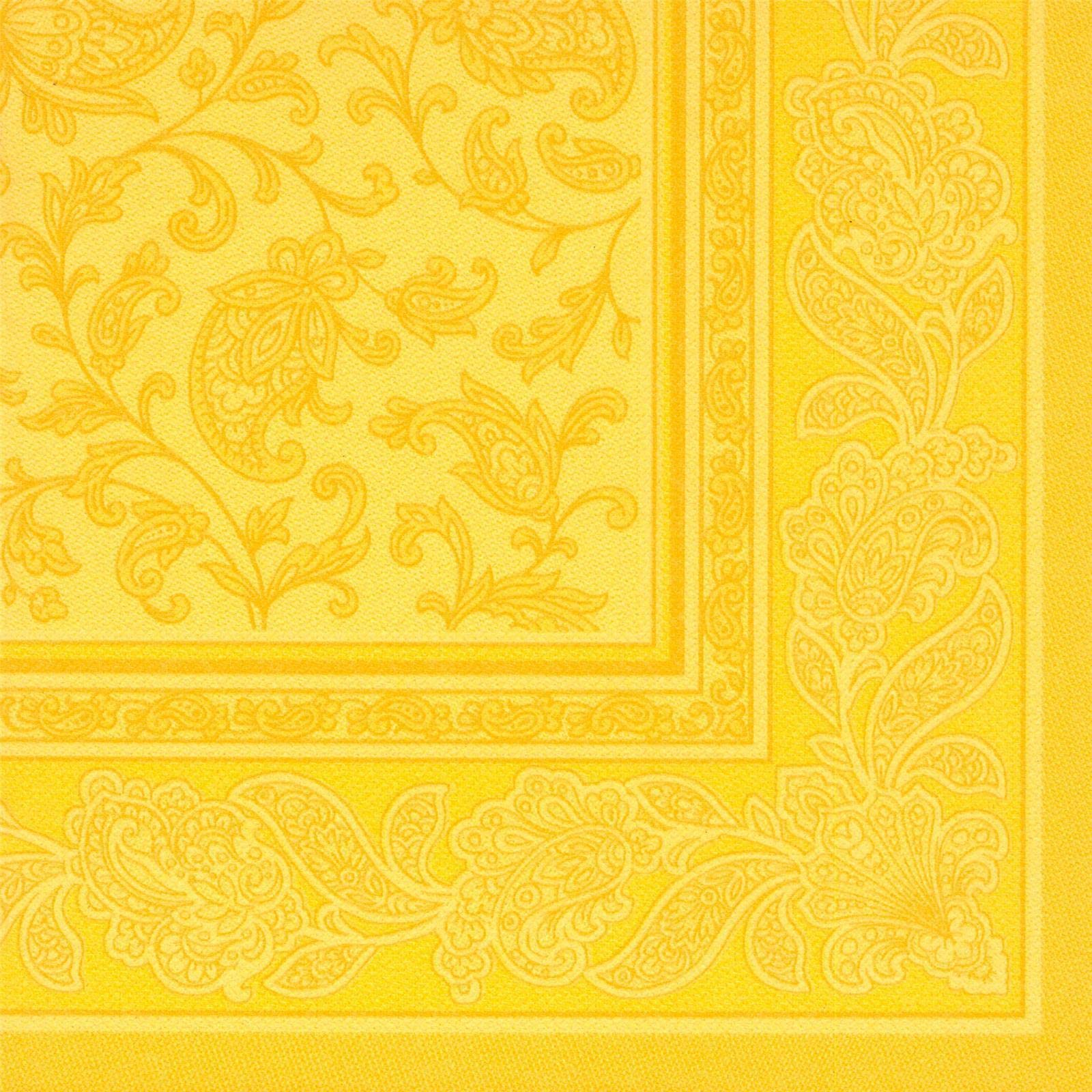 PAPSTAR 50 serwetek premium ROYAL Collection składane na 4 40 cm x 40 cm żółte ornamenty wysokiej jakości