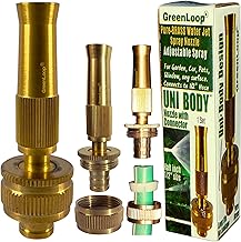 GreenLoop Solid BRASS Water Spray Nozzle for all Half inch hoses, Adjustable Water Jet Spray Gun, High Pressure, Wash Bike-Car-Pets, Garden, Half Inch UNIBODY, 1 nos