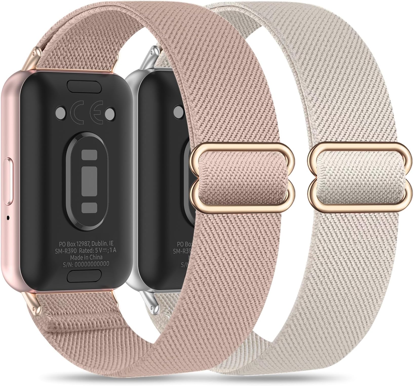 2 Pack Stretchy Nylon Compatible with Samsung Galaxy Fit 3 Band for Women Men, Elastic Adjustable Soft Sport Strap Wristband for Galaxy Fit 3 Band SM-R390