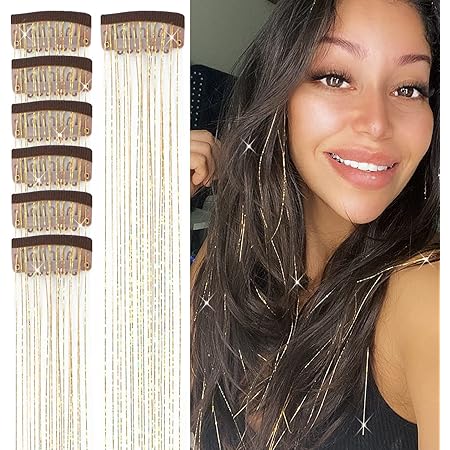 Amazon.com : Hair Tinsel Pack of 12 Pcs Clip in Hair Tinsel 20 Inch