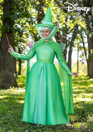 Women's Disney Sleeping Beauty Fauna Costume, Green Fairy Godmother Cosplay Outfit