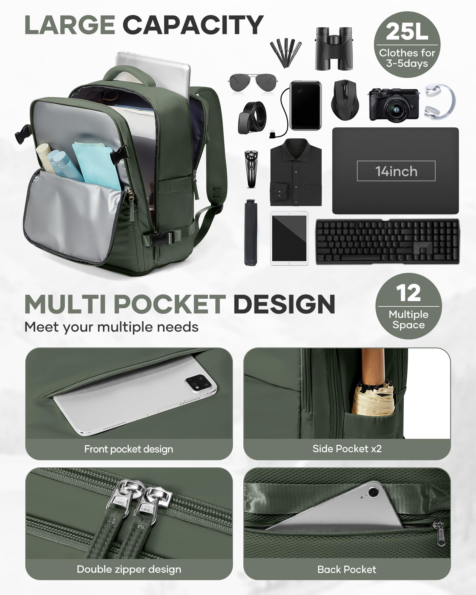 BJLFS Zaino da Viaggio con Sottovuoto Ryanair 40x30x20 Wizzair Bagaglio a mano 40x20x25 Ryanair con Pompa Borse da Cabina per Easyjet 45x36x20 con compressione sottovuoto,Zaino Casual per Laptop