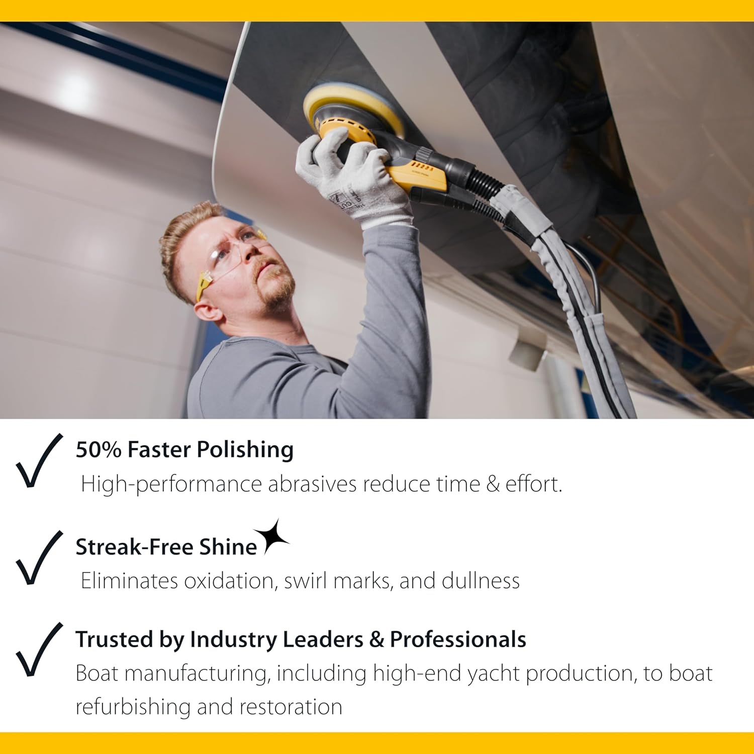 Mirka Marine Polishing Kit 9 in 1 – Galaxy Abrasives 5" Hook and Loop Sanding Discs, Polishing Solutions, Wool Pads, Cleaning Cloths & Bag, Gel Coat Boat Surface Restoration System