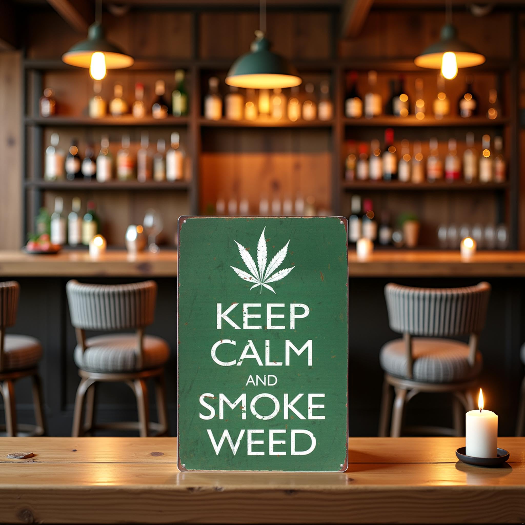 UOOPAI Keep Calm And Smoke Weed Vintage Metal Sign : Amazon.ca: Home