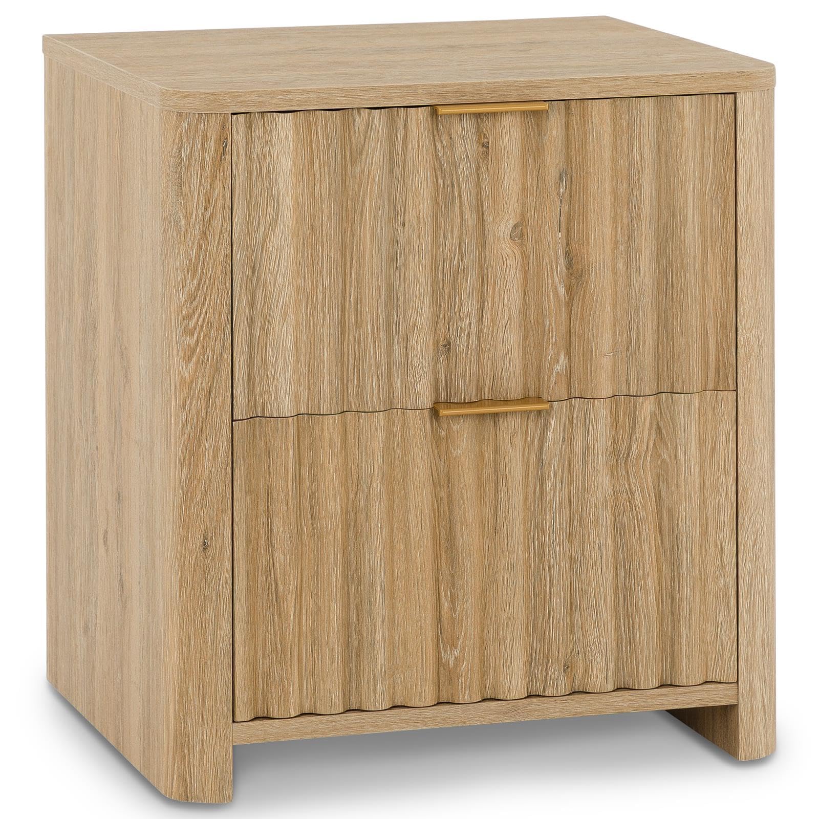 IDIMEX Nachttisch Ella mit 2 Schubladen, Eiche Finish - Nachtschrank mit Lamellenfront, Beistelltisch aus MDF, Kleine Kommode im modernem skandinavischem Design