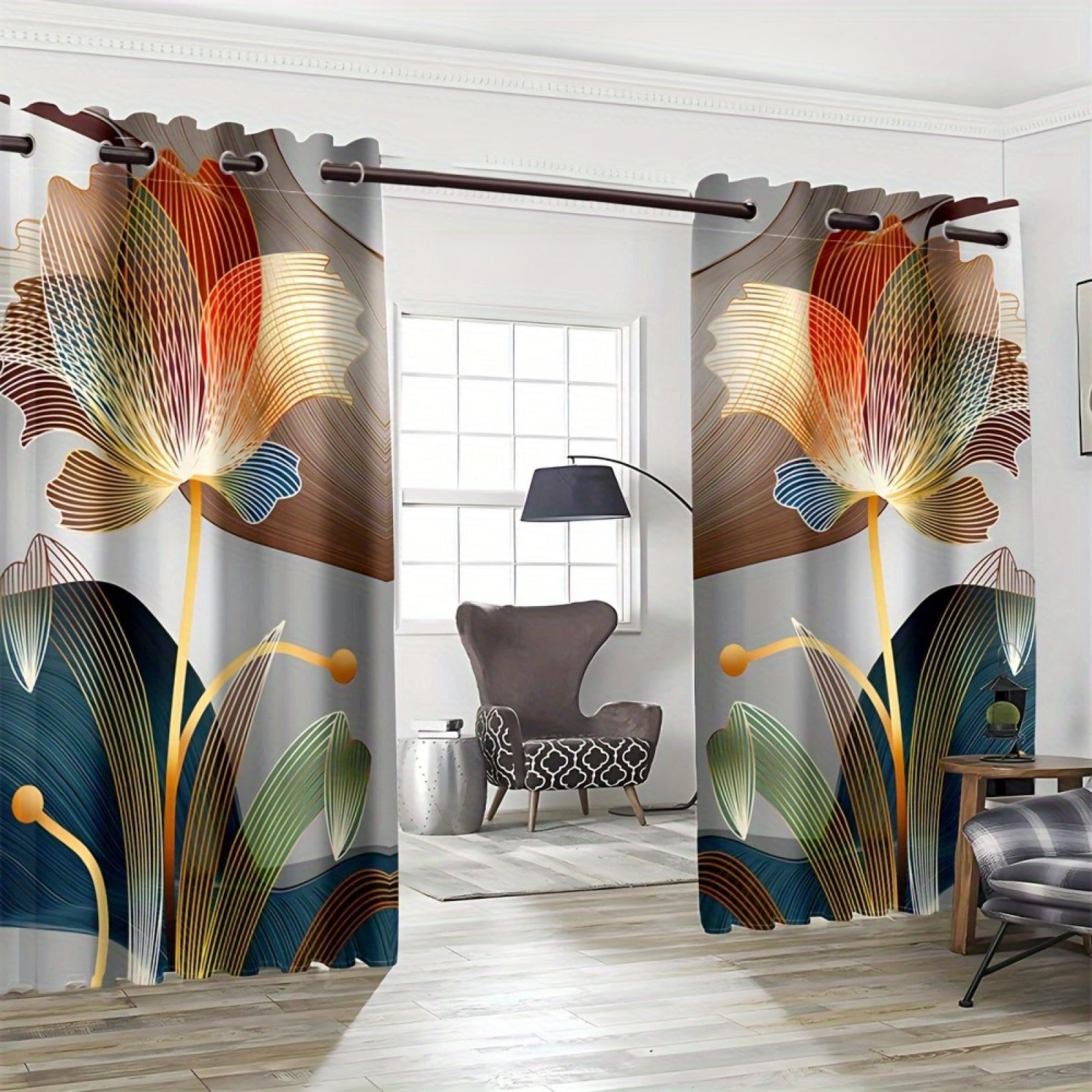 Rideau assombrissant imprimé floral pour l'ambiance du salon