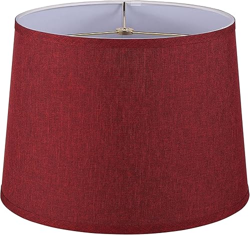 Aspen Creative 32095, pantalla de araña de transición imperio de tapa dura, tela con textura de arpillera burdeos, parte superior de 12 pulgadas x