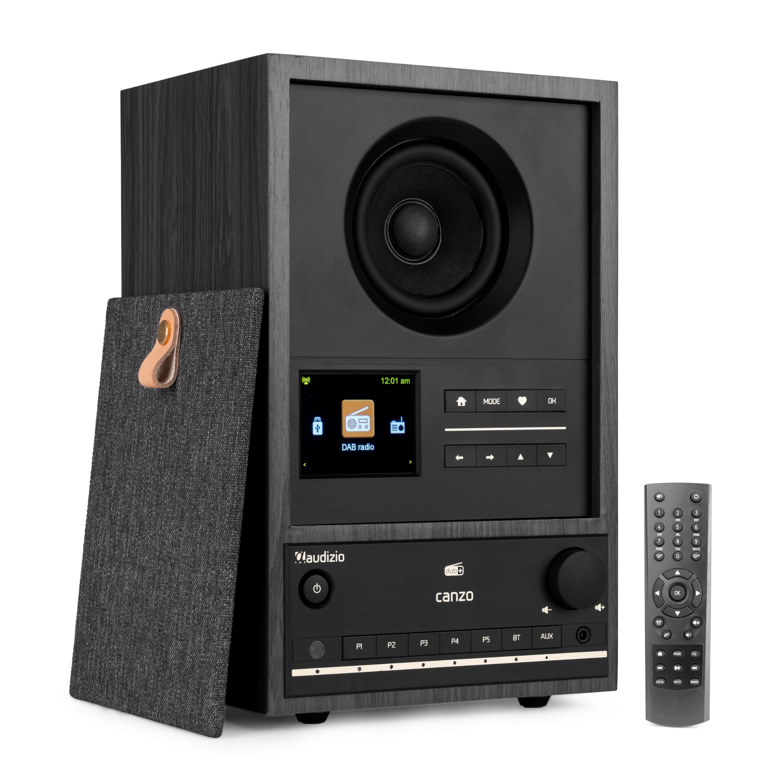 Audizio Canzo Radio Internet WiFi avec Dab/FM et Bluetooth - Gris, Radio au Design Rétro, Panneau Amovible, Écran LCD, Réveil, Télécommande Incluse, Idéale comme Radio de Bibliothèque