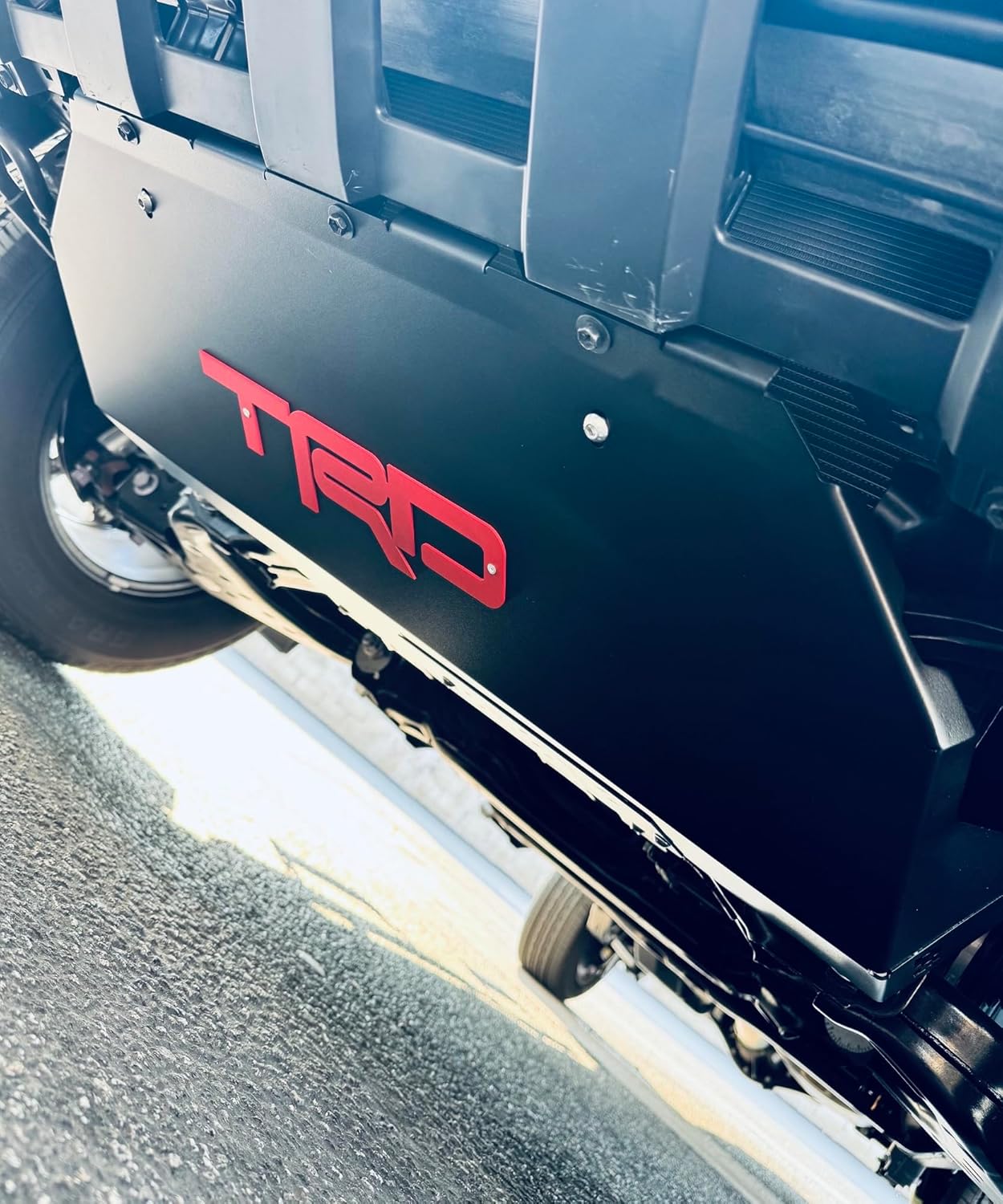 Custom Skid Plate, Compatible with Toyota Tacoma 2024-2025 2WD & 4WD - Fits Hybrid Models Only. Easy Oil Filter Access, Black with Red Emblem, *Now with Super Durable Powder Coating*