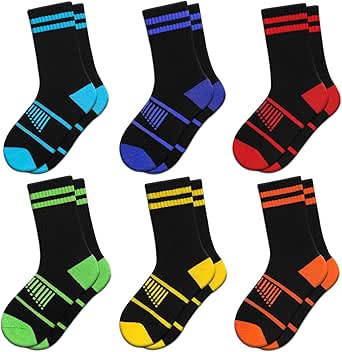 Amazon.com: Comfoex Boys Crew Socks Athletic Half Cushioned Calf Socks ...