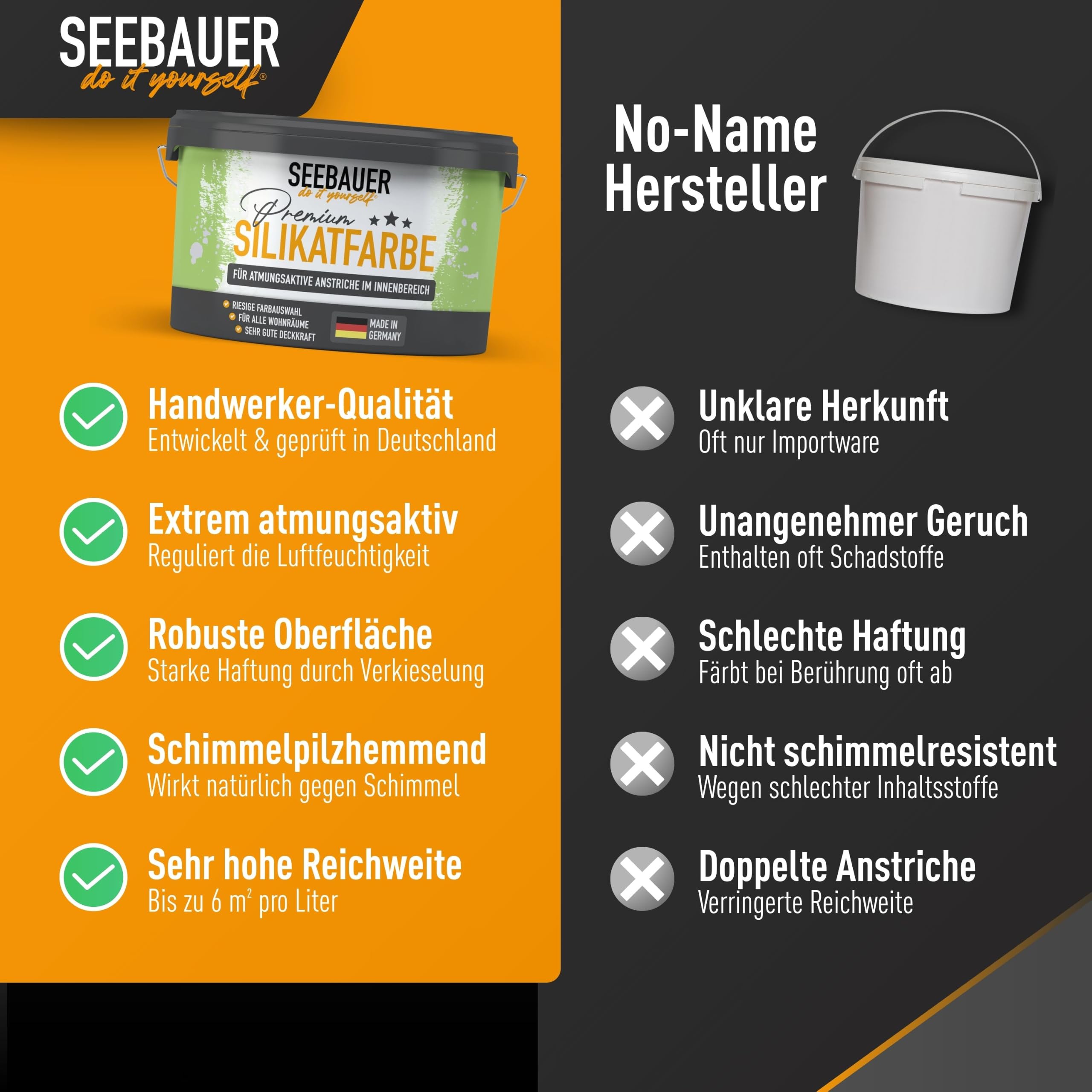 Silikatfarbe Weiß 5L für Innen (No. 000 Weiß) Atmungsaktive Mineralfarbe für Allergiker - Abwaschbare Wandfarbe - Farbtöne hohe Deckkraft