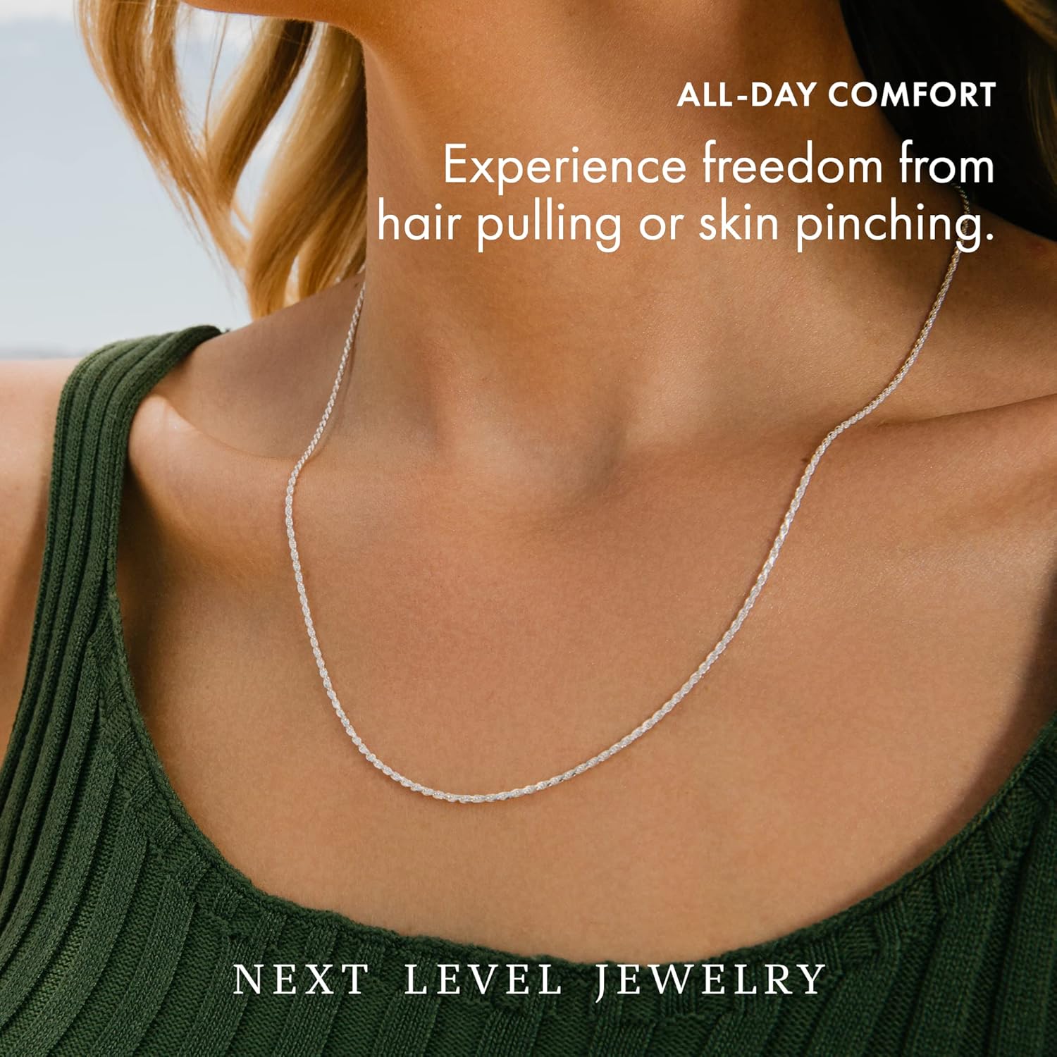 Next Level Jewelry ITProLux 925 Sterling Silver Rope Chain Necklaces, Diamond-Cut Chain, Men's & Women's (1.5MM-5.5MM)