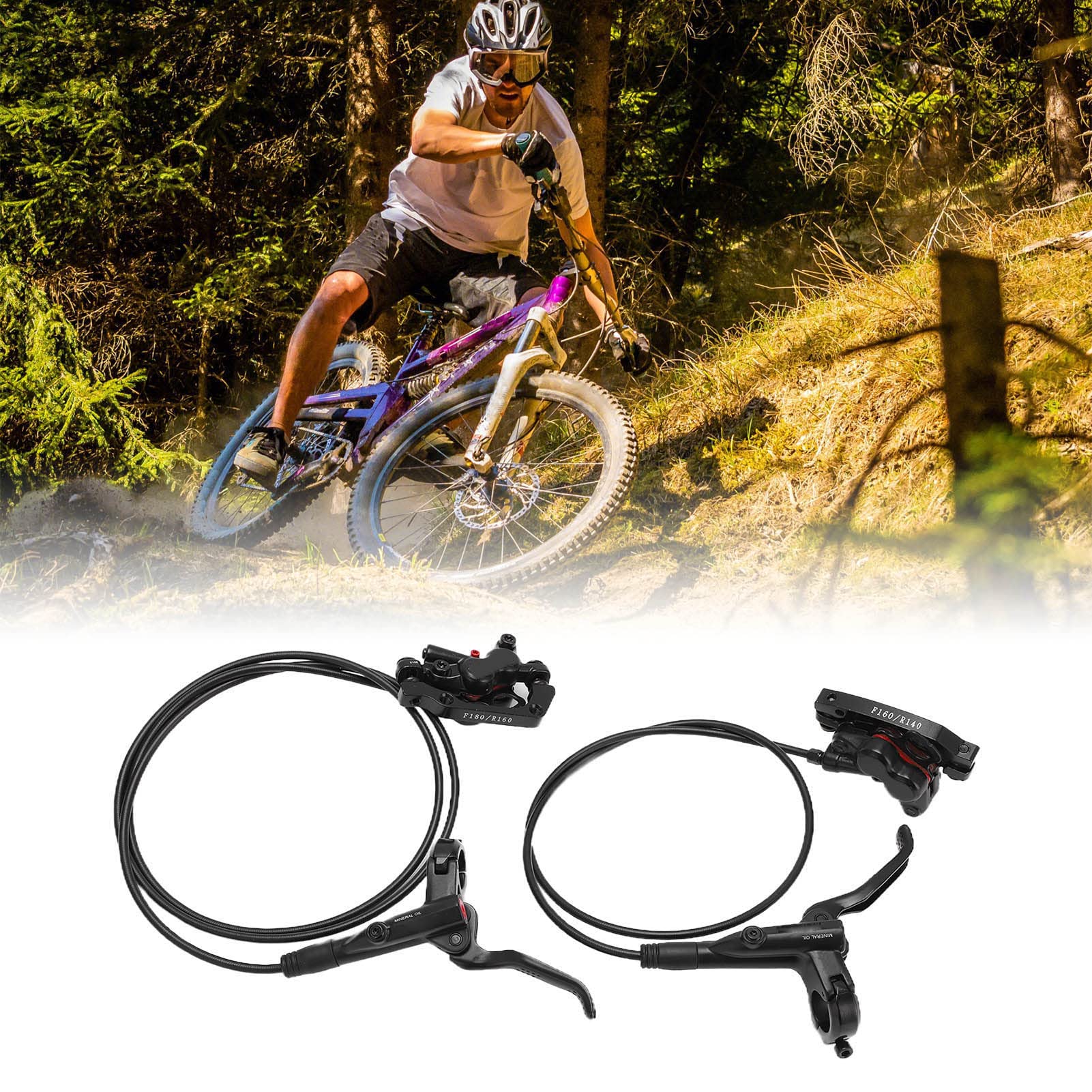 Rowerowy Zestaw Hamulców Tarczowych, Cząstki Antypoślizgowe Hydrauliczne Hamulce Rowerowe Uniwersalne Fitness do Rowerów MTB