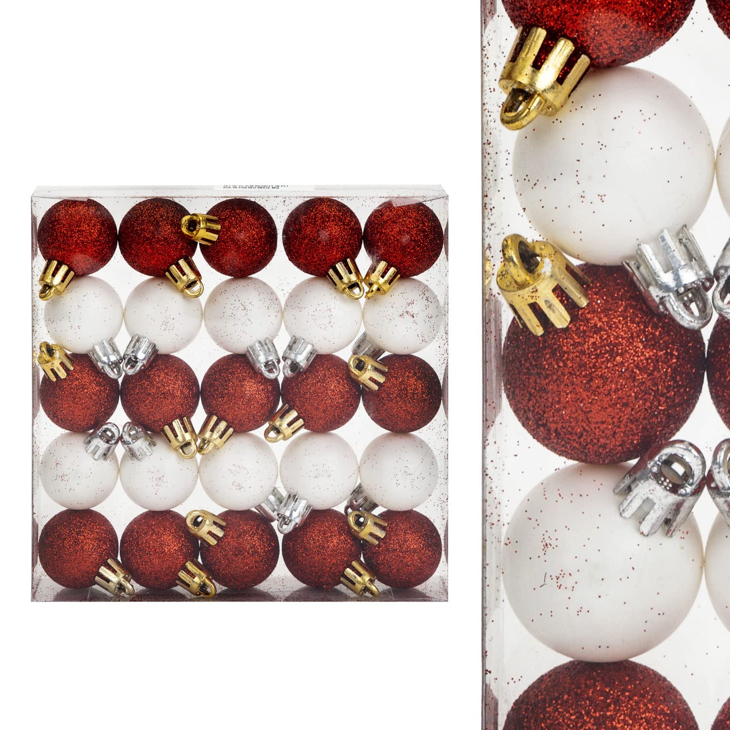VFM e-Store Christmas Baubles - 3cm - Red & White
