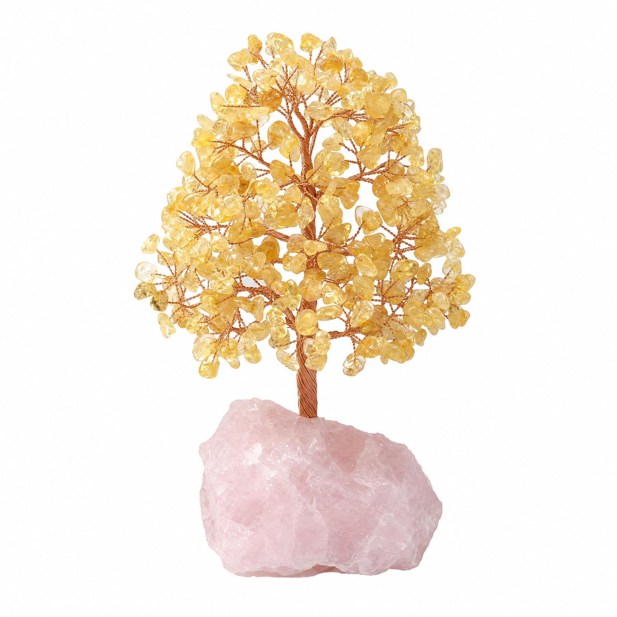 Fatonio Natural Citrine Crystal Tree with Raw Rose Quartz Base