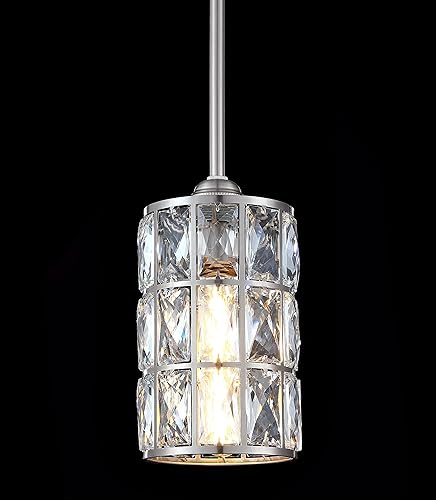 Miniatura 3 de Paquete de 3 lámparas colgantes de isla de cocina de 5 pulgadas, lámpara colgante moderna con acabado de níquel cepillado con pantalla de cristal