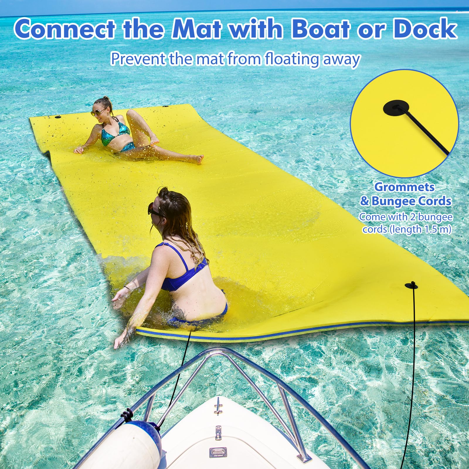 Homasis Colchoneta Piscina de 3 Capas de Espuma XPE con Diseño de Almohada, Flotador de Agua Enrollable, Esterilla Flotante para Mar, Playa, Océano