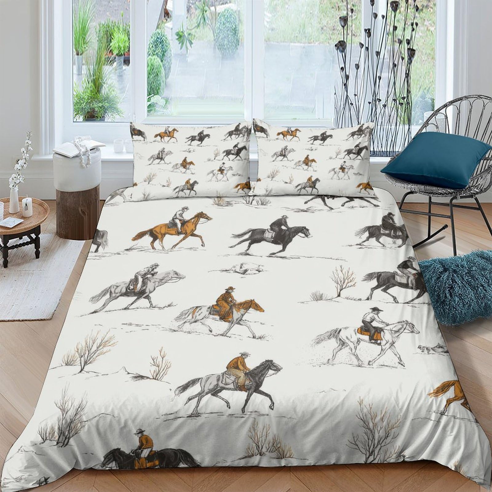 Ctjqhvkz Style-8 3D Printed Running Horses Fitted Sheet Microfiber Soft Breathable Wild Meadow Bed Cover For Bedroom Guest Room Decor Single（135X200cm）