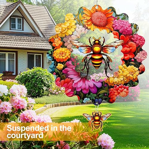 Miniatura 2 de Molinillos de viento de araña de Halloween para decoración al aire libre, esculturas de viento cinético 3D de metal grande de 12 pulgadas para