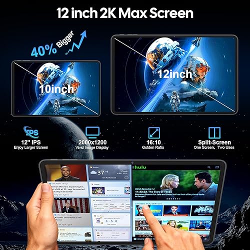 Miniatura 3 de Tablet 2026 de 12 pulgadas, tableta Android 15 con teclado, 24 GB de RAM, 256 GB de ROM, expansión de 2 TB, pantalla de 2000 x 1200, Octa-Core,