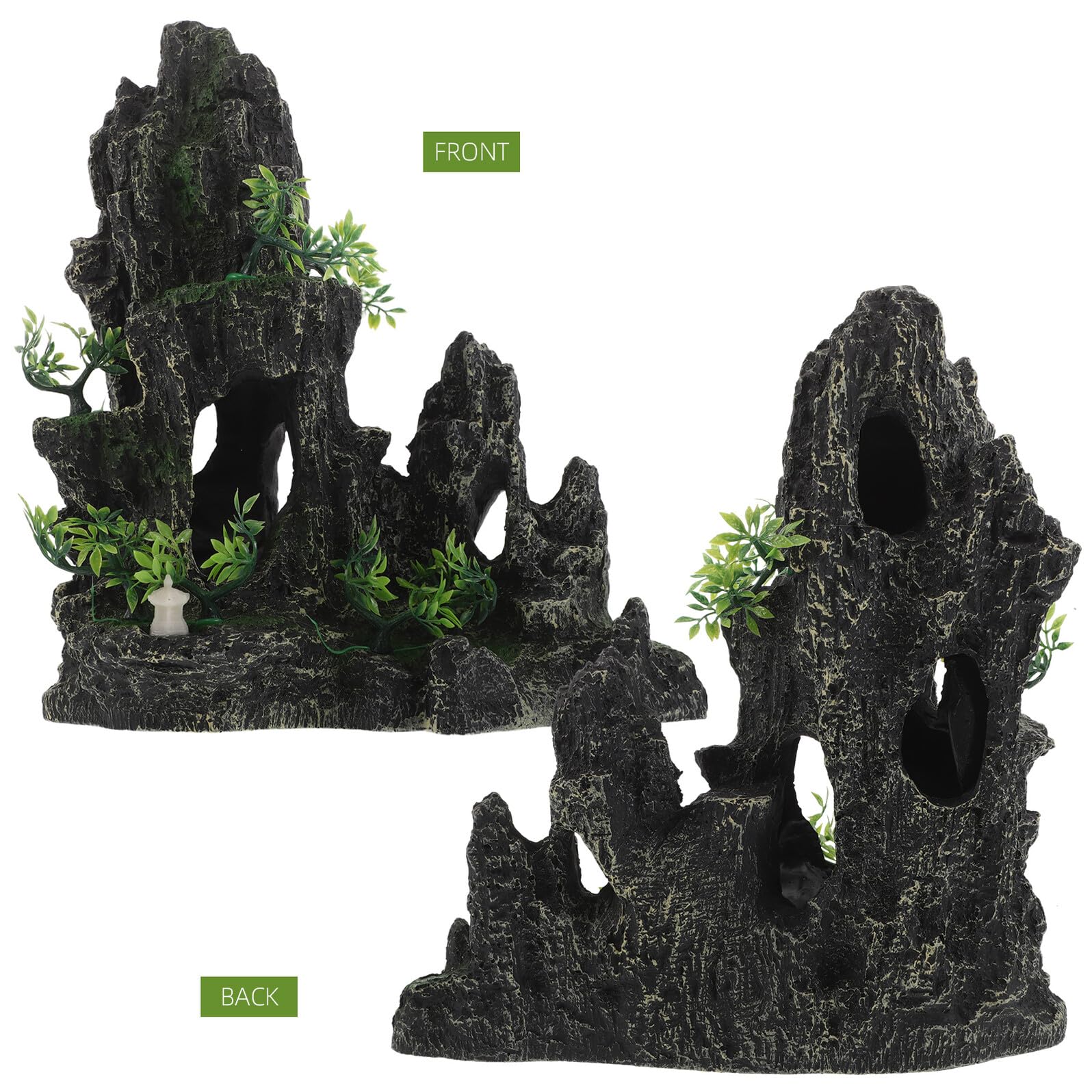 DOITOOL Decoración Pecera Piedra Artificial Resina Cueva Escondite para Peces y Camarones Refugio Seguro para Acuarios Pequeños y Grandes Equilibrado