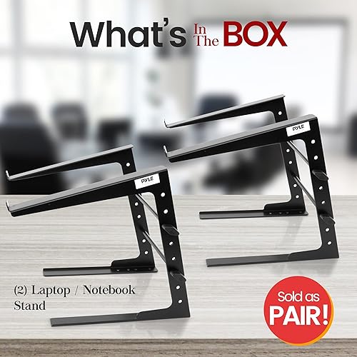 Miniatura 2 de Pyle PLPTS25X2 - Soporte universal de escritorio portátil para laptop, de 6.3 a 10.9 pulgadas, ajustable, estación de trabajo, elevador con