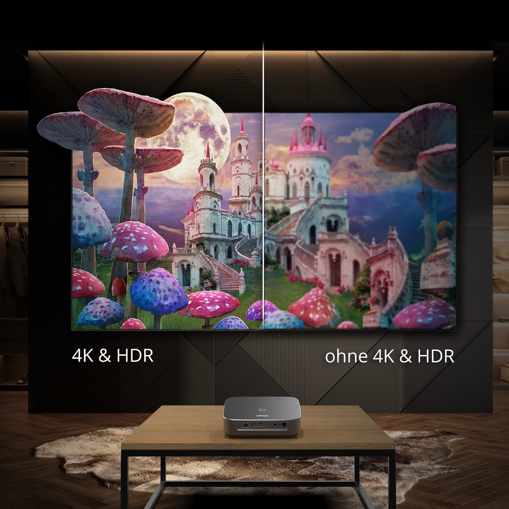 Vivitek Qumi Q9, przenośny projektor LED, 1080p (kompatybilny z 4K UHD) do biznesu, edukacji i rozrywki. 1500 lumenów ANSI, łączność Wi-Fi, do kina domowego, Netflix, Prime i wielu innych