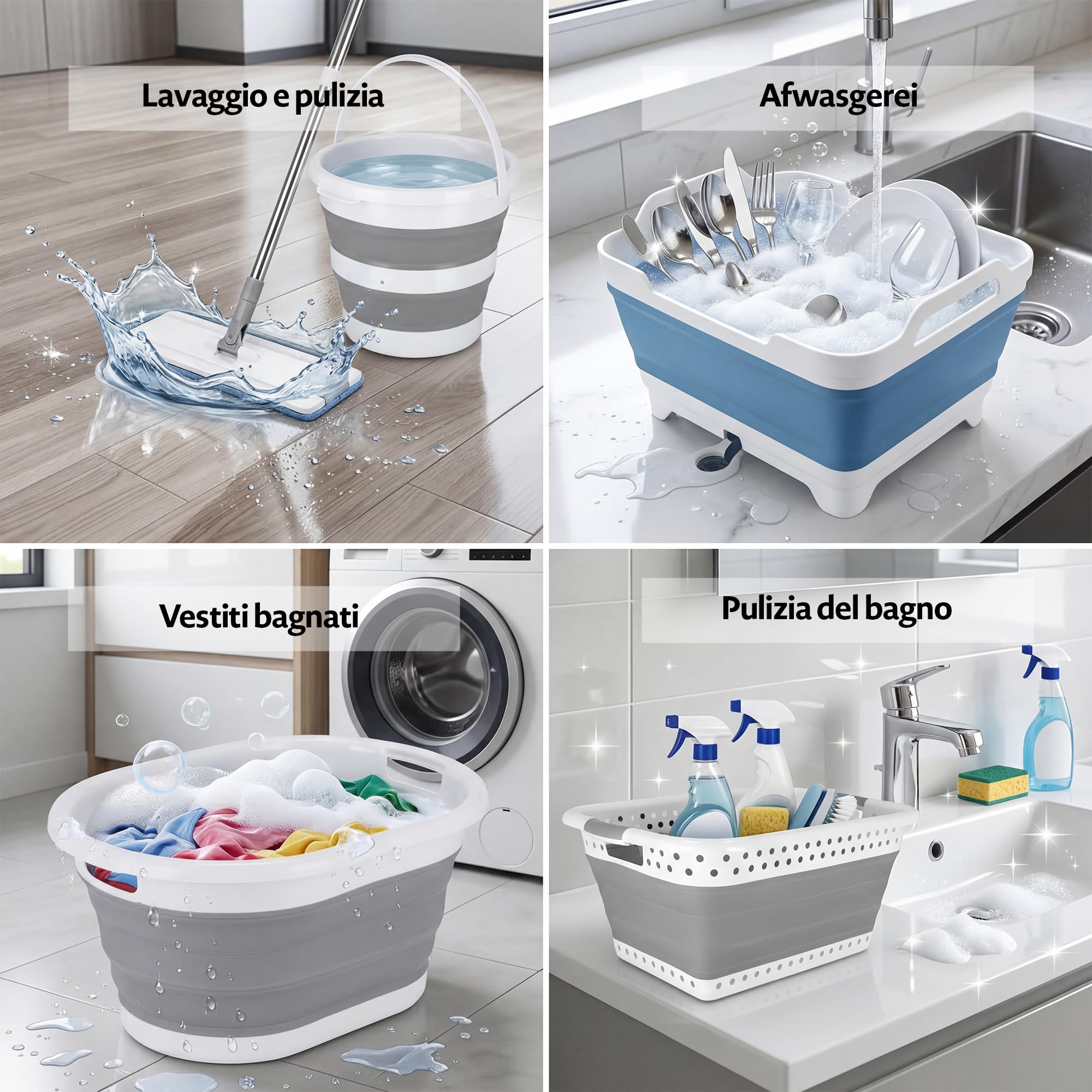 Secchio pieghevole da 10 l, secchio in silicone pieghevole, secchio per tacchino e lavanderia, giocattolo di sabbia, secchio pop-up pieghevole, salvaspazio, camper, pesca, lavaggio auto, casa