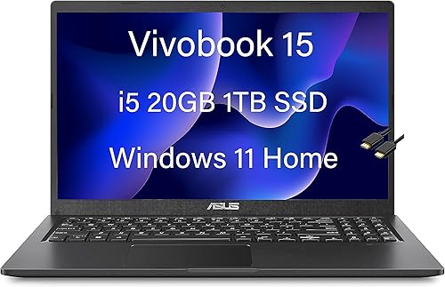 ASUS VivoBook S15 FHD IPS de 15.6 pulgadas (Intel Core i5-1135G7, 20 GB de RAM, 1 TB PCIe SSD, Iris Xe Graphics) portátil de negocios, Wi-Fi, cable