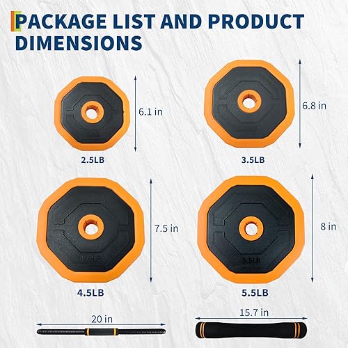 Miniatura 5 de Juego de mancuernas ajustables, 446688 libras, pesas 4 en 1 para gimnasio en casa con conector como mancuerna, pesas rusas, barra para entrenamiento