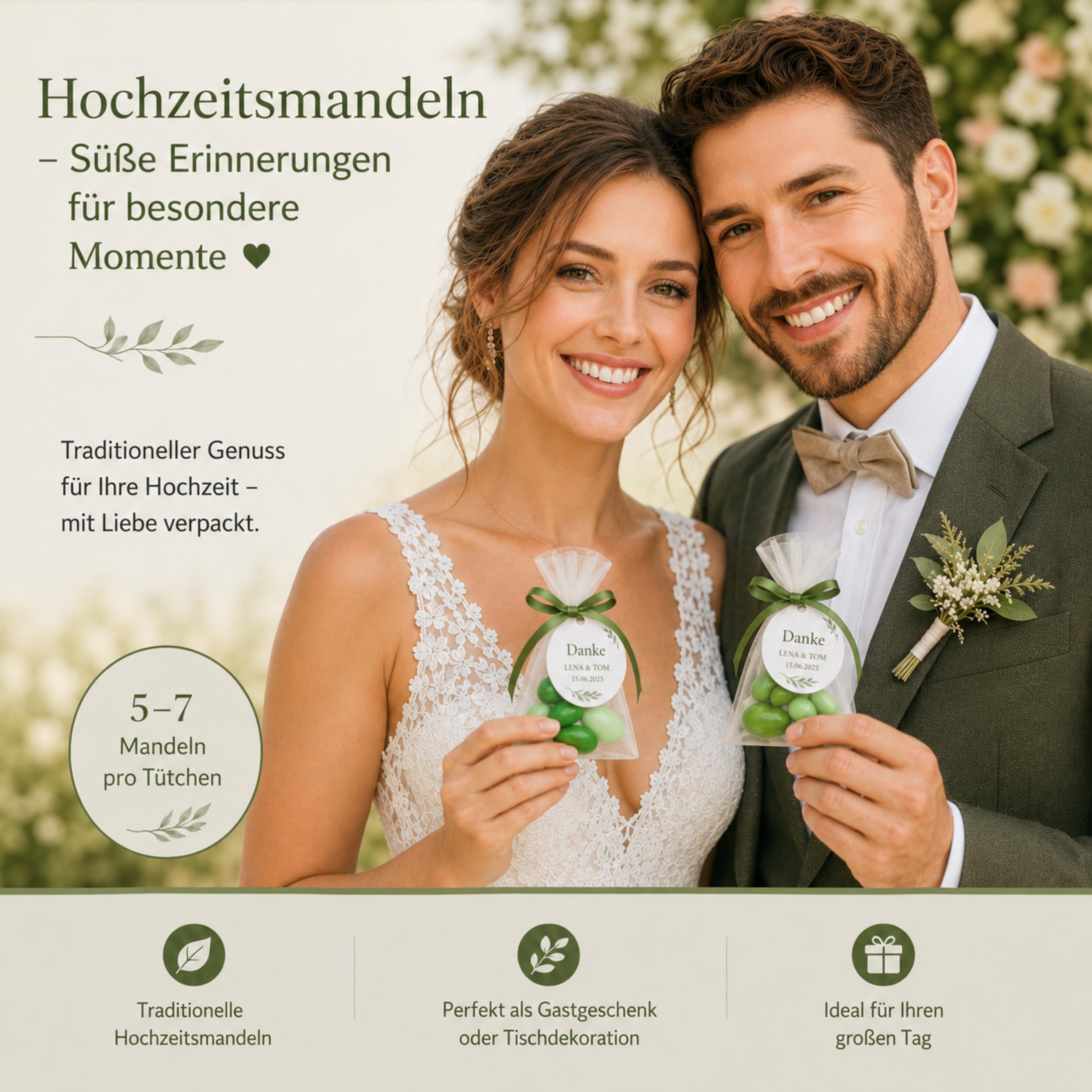 EinsSein 1kg Schokomandeln Geschmacksmix hellgrün–grün glanz | grüne Hochzeitsmandeln für Gastgeschenke zu Hochzeit Taufe Kommunion Konfirmation | Bonboniere Confetti Mandeln Schoko Candybar