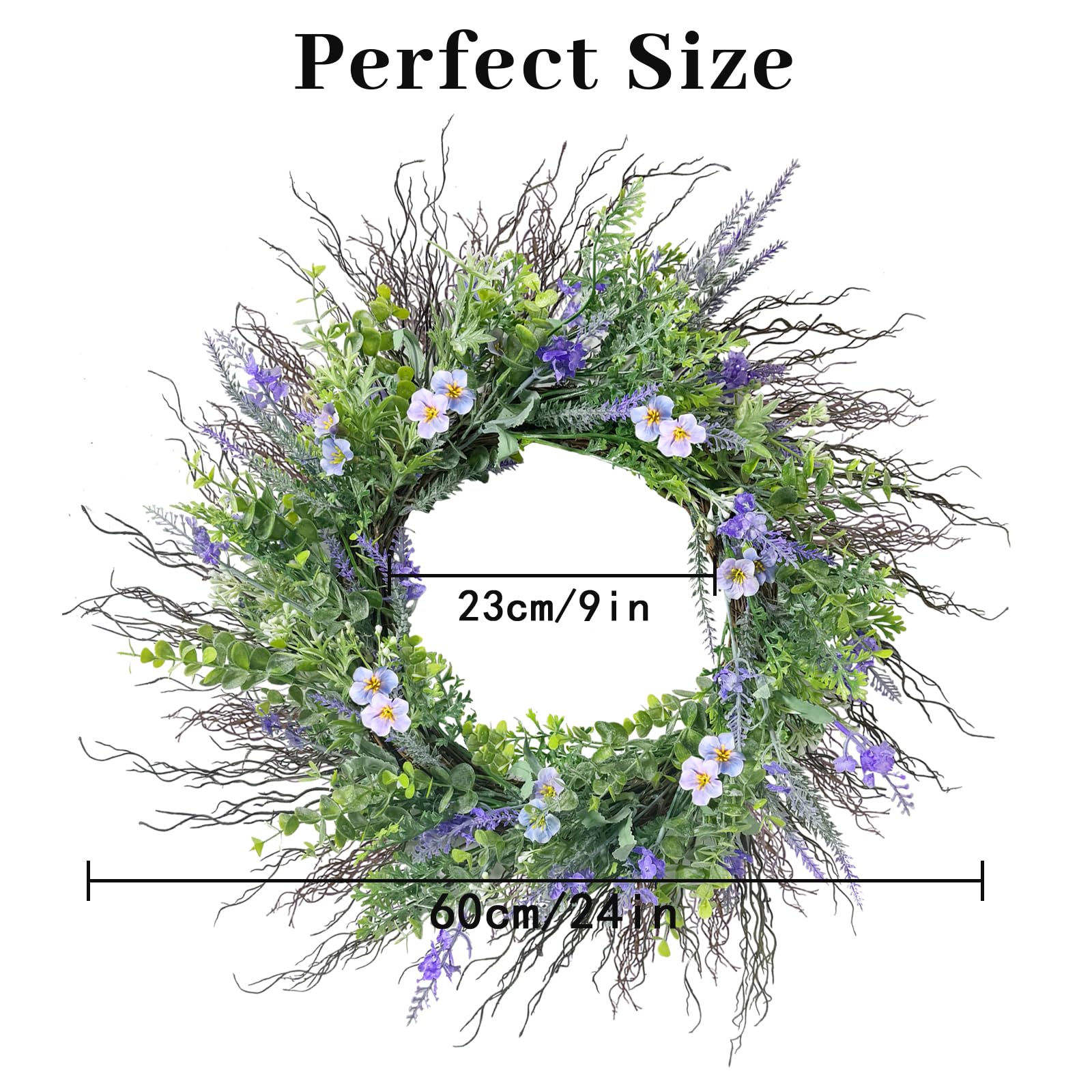 Beinhome Lavender Wreath for Front Door, fo Mom, Hand-Made Spring Wreath for Outdoor, Home, Porch, Wall or Window