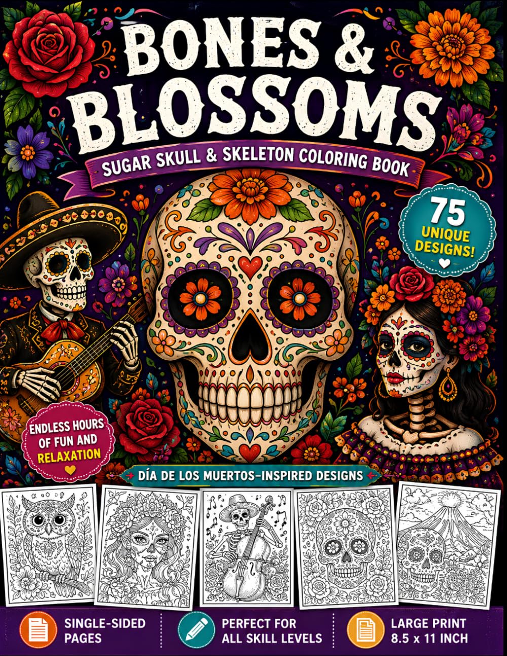 Bones and Blooms Coloring Book