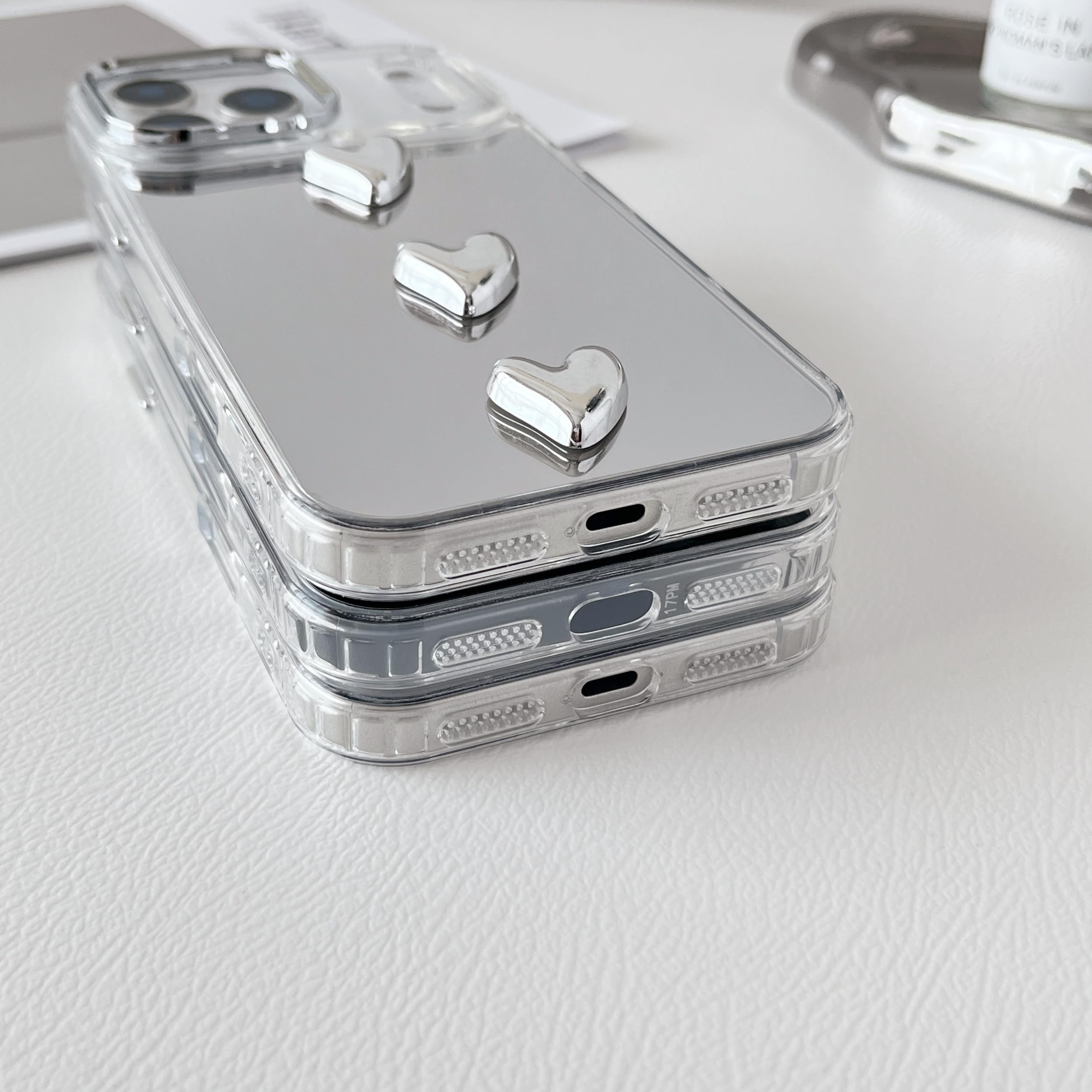 Amazon.co.jp: ZTOFERA iPhone 17 Pro Maxケース用、3Dシルバーハート